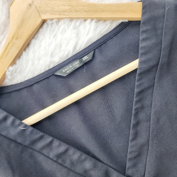 Black Button Front Drawstring Waist Shirt Dress‎ - Picture 5 of 6